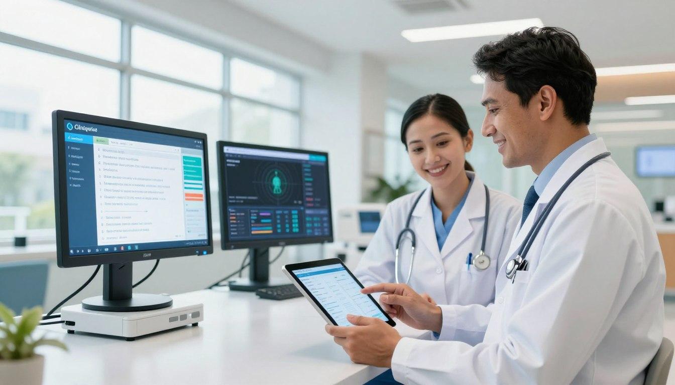 Hospital staff using a patient management system